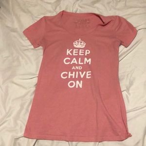 Chive on pink tee